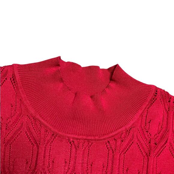 Jessica Simpson Women’s Vibrant Red Cable Knit Sweater Size XL - Picture 5 of 11